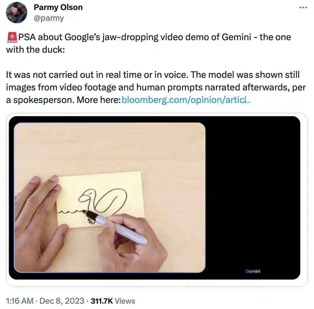 谷歌Gemini宣传视频被指造假,并非实时对话-第3张图片-世界杯直播-世界杯直播观看-官方最新链接-V3.6.9 谷歌Gemini宣传视频被指造假,并非实时对话-第3张图片-世界杯直播-世界杯直播观看-官方最新链接-V3.6.9