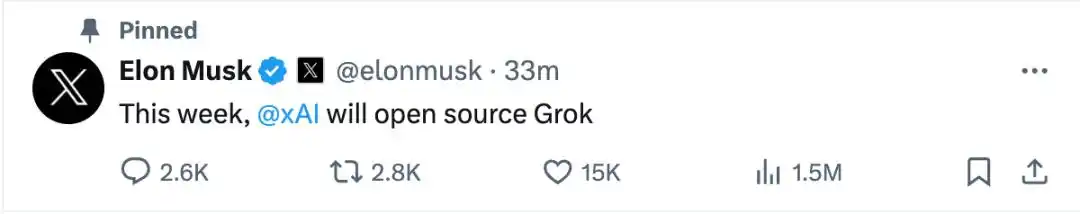 马斯克与OpenAI互撕，宣布开源xAI聊天机器人Grok